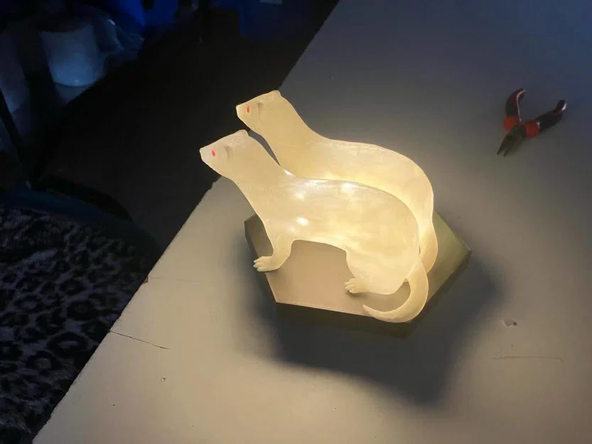 Đèn ngủ hình chồn Ferret - Mô hình in 3D trang trí độc đáo - Image 1