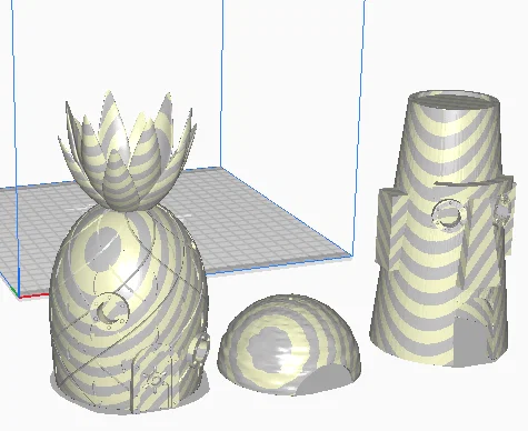 Bộ mô hình nhà SpongeBob, Patrick và Squidward cho bể cá 3D - Image 1