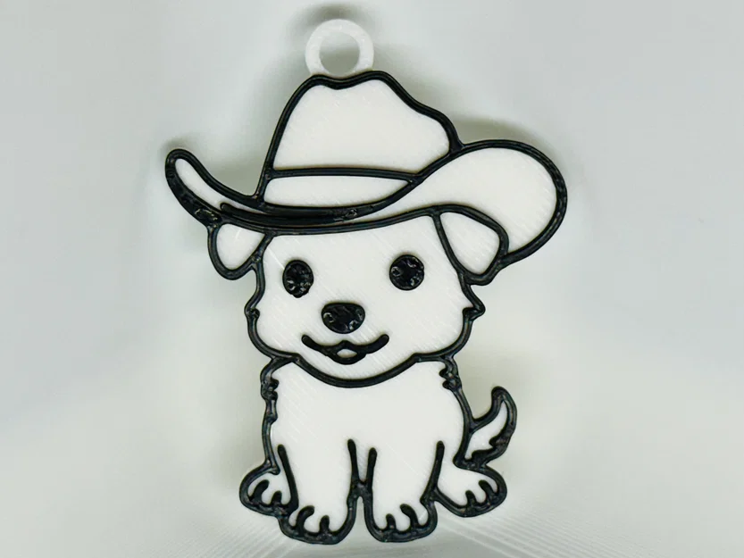 Móc khóa Chó đội nón Cao bồi (Dog Wearing a Cowboy Hat Keychain) - Image 1