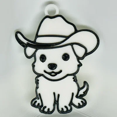 Móc khóa Chó đội nón Cao bồi (Dog Wearing a Cowboy Hat Keychain)