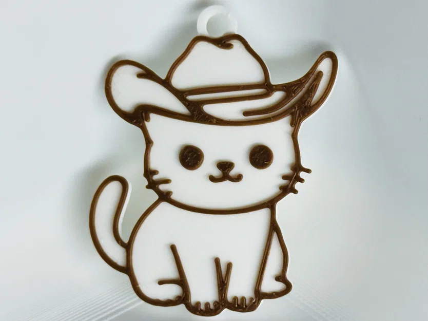 Móc khóa mèo đội nón cao bồi (Cat Wearing a Cowboy Hat Keychain) - Image 1