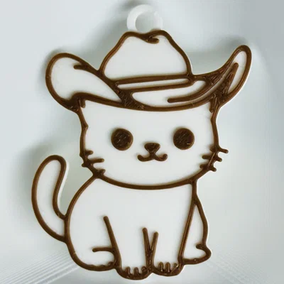 Móc khóa mèo đội nón cao bồi (Cat Wearing a Cowboy Hat Keychain)