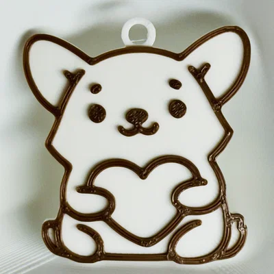 Móc Khóa Chó Ôm Trái Tim (Dog Holding a Heart Keychain)