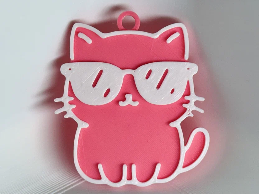 Móc khóa Mèo đeo kính râm (Cat Wearing Sunglasses Keychain) - Image 1