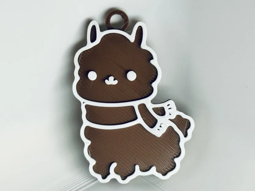 Móc Khóa Llama Quấn Khăn (Llama Wearing a Scarf Keychain) - Image 1
