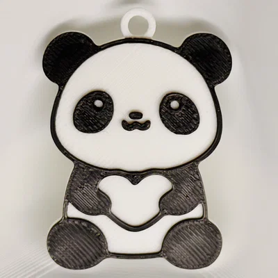 Móc Khóa Gấu Trúc Ôm Trái Tim (Panda Holding a Heart Keychain)