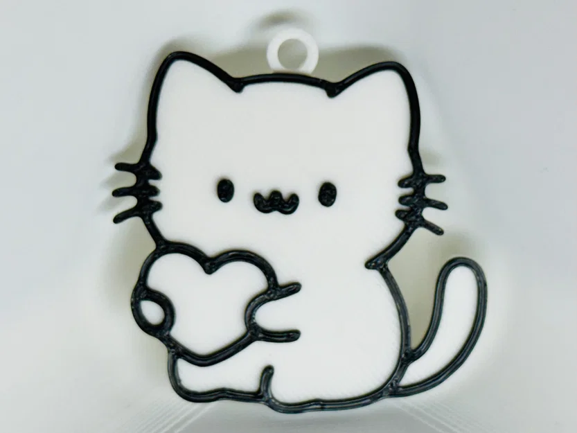 Móc Khóa Mèo Ôm Trái Tim (Cat Holding a Heart Keychain) - Image 1