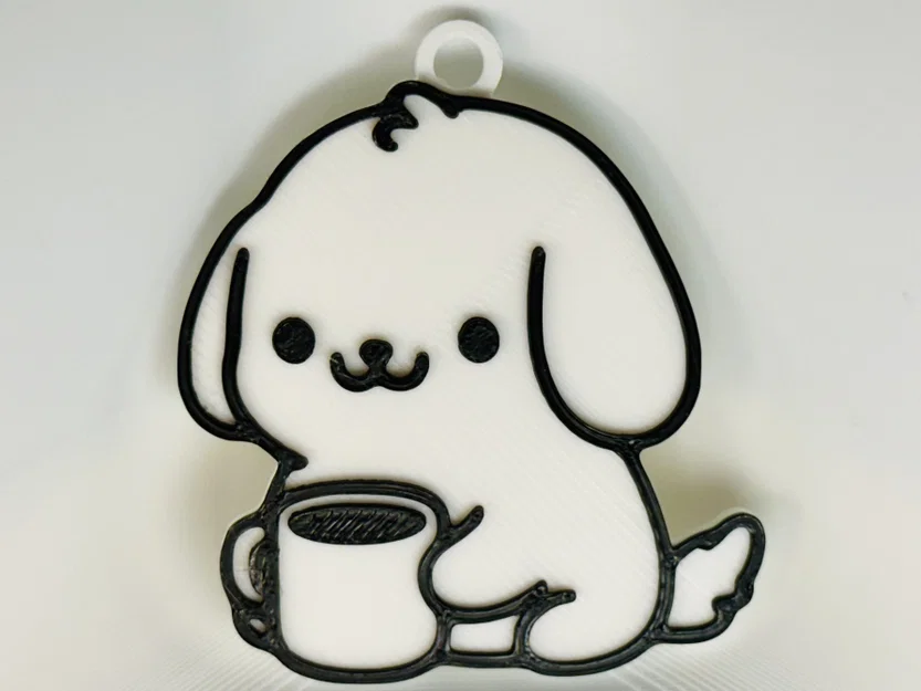 Móc Khóa Chó Uống Cà Phê (Dog Drinking Coffee Keychain) - Image 1