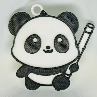 Móc Khóa Gấu Trúc Ôm Tre (Panda Holding Bamboo Keychain)
