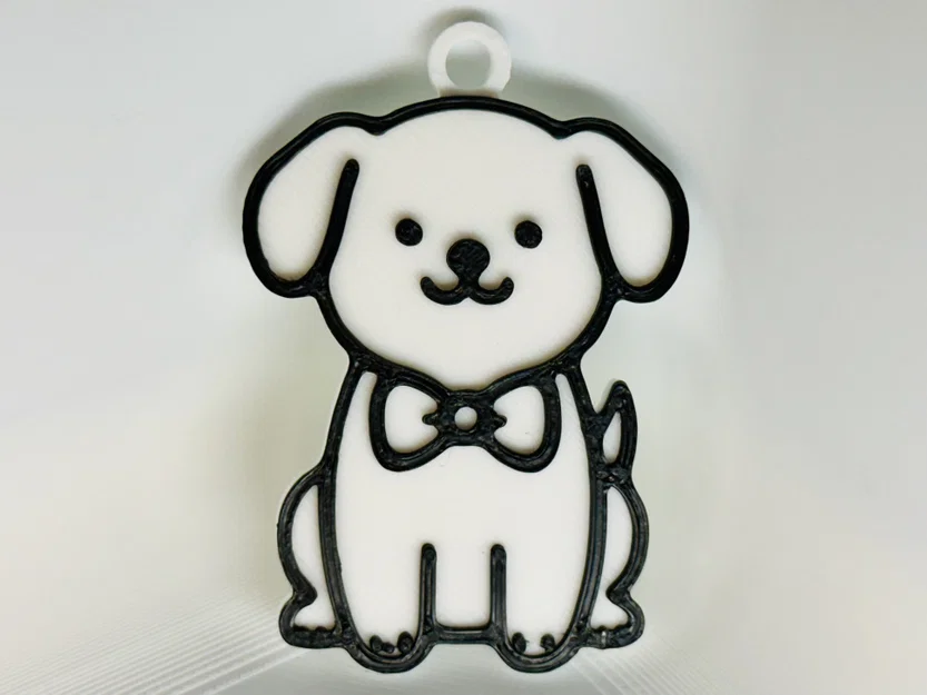 Móc Khóa Chó Đeo Nơ (Dog Wearing a Bow Tie Keychain) - Image 1