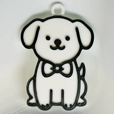Móc Khóa Chó Đeo Nơ (Dog Wearing a Bow Tie Keychain)