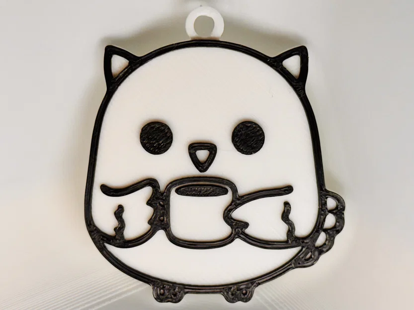 Móc Khóa Cú Mèo Uống Cà Phê (Owl Drinking Coffee Keychain) - Image 1