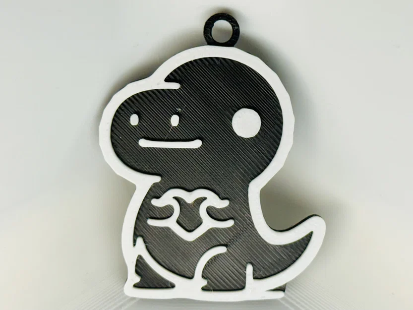 Móc khóa T-Rex ôm trái tim (T-Rex Holding a Heart Keychain) - Image 1