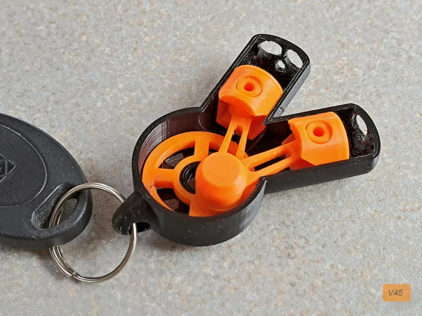 V-Engine KeyRing V2.0 – Móc khóa động cơ chữ V có piston chuyển động - Image 1