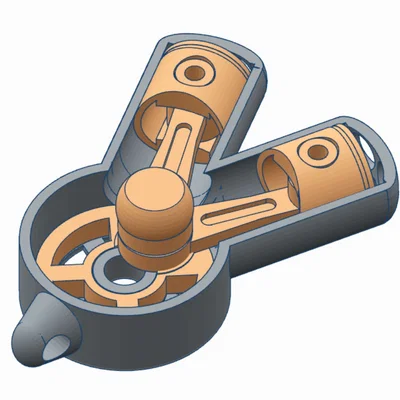 V-Engine KeyRing V2.0 – Móc khóa động cơ chữ V có piston chuyển động