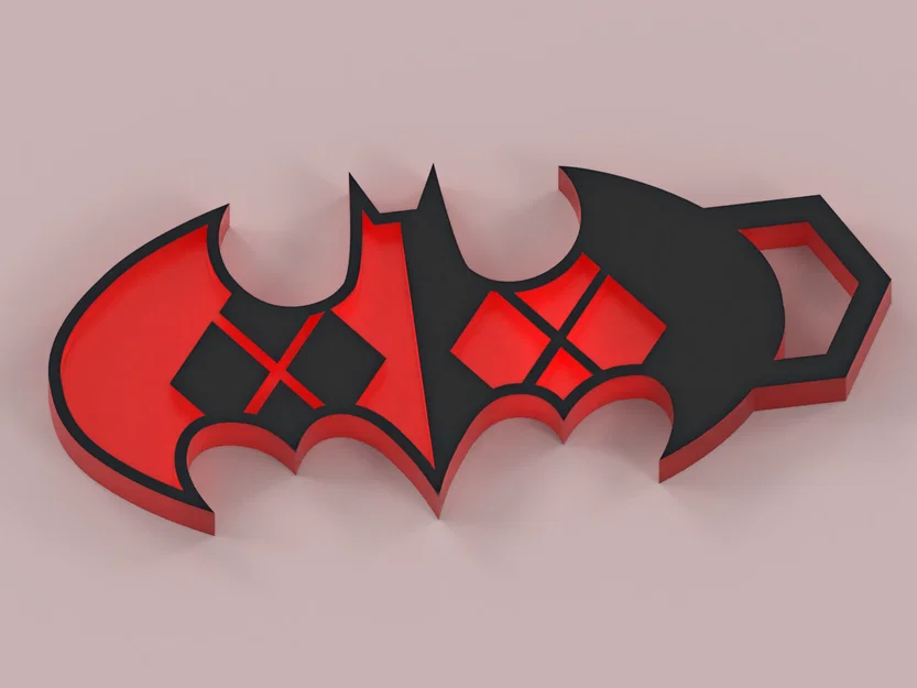 Móc khóa biểu tượng Batman phong cách Harley Quinn 3D - Image 1