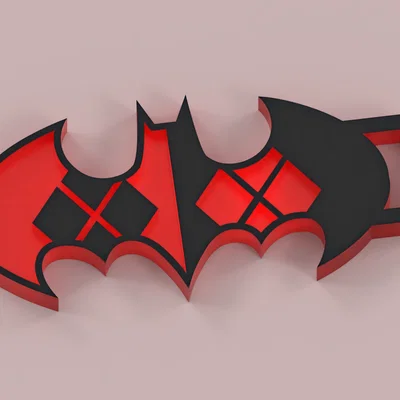 Móc khóa biểu tượng Batman phong cách Harley Quinn 3D