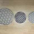 Mô hình Hoa Sự Sống (Fleur de Vie) - Đế nạp năng lượng đá quý - Thumbnail 2