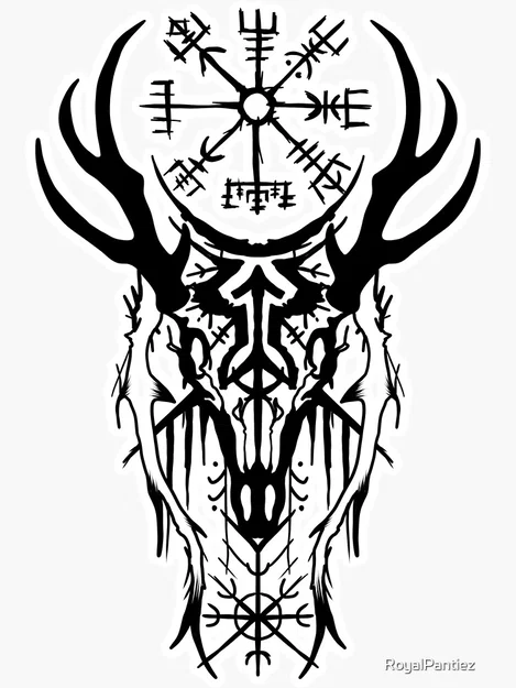 Viking Wall Art: Tranh treo tường hình đầu hươu phong cách Bắc Âu - Image 1
