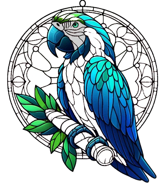 HueForge Stained Glass Macaw (Vẹt Macaw Kính Màu) – In 2 Phần - Image 2