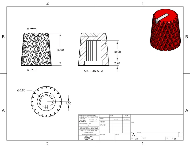 Núm vặn knurled / nắp potentiometer cho SP 404 MKII - Image 3