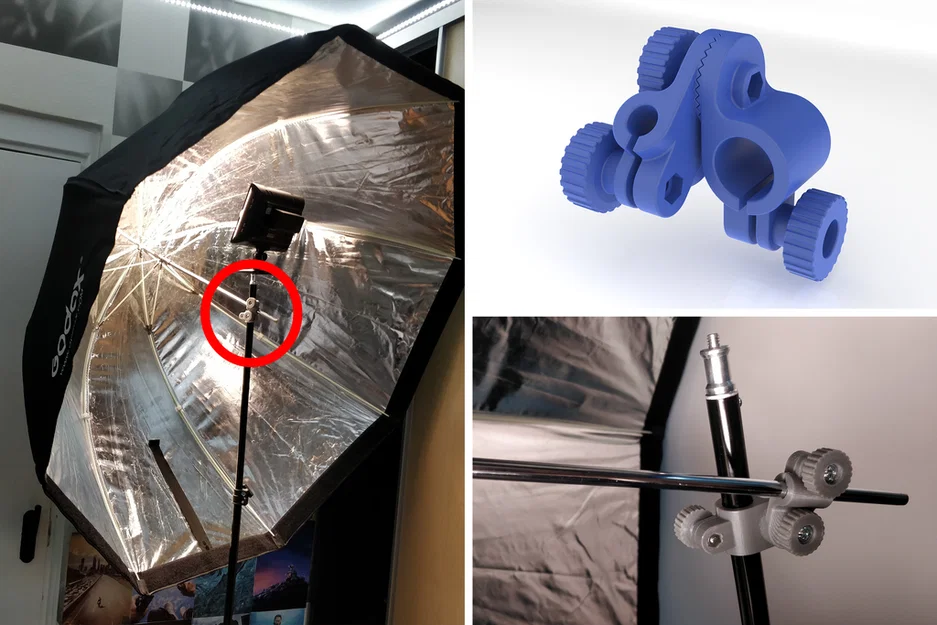 Ngàm gắn Softbox/Reflector chỉnh góc (khớp nối ống 16mm + 8mm) - Image 2