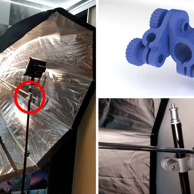Ngàm gắn Softbox/Reflector chỉnh góc (khớp nối ống 16mm + 8mm)