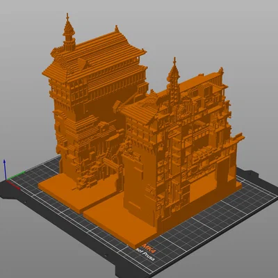 Mô hình Nhà tắm trong phim Spirited Away (Phong cách Voxel 3D)