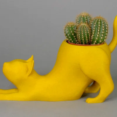 Bộ chậu trồng cây hình mèo 3D in dễ dàng không cần support