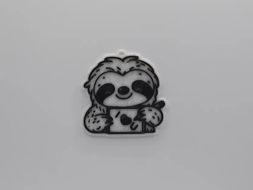 Móc khóa chú lười đáng yêu cầm bảng I <3 U - File in 3D cực dễ - Image 1