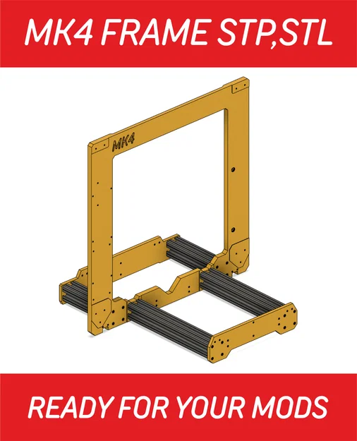 PRUSA MK4: File STP, STL làm mod (CHỈ các chi tiết kim loại main frame!) - Image 1