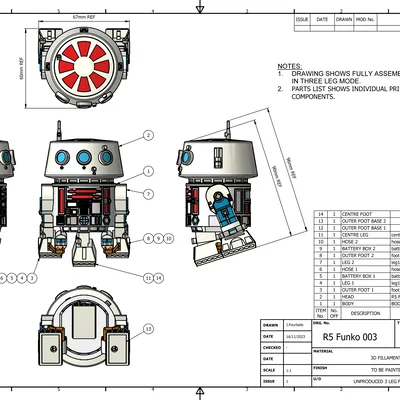 R5-D4 Funko Pop - phiên bản 3 chân