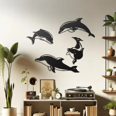 Mẫu tranh treo tường hình cá heo vui nhộn in 3D ấn tượng