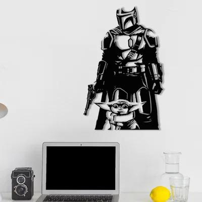Mô hình tranh treo tường 3D Mandalorian và Grogu trang trí