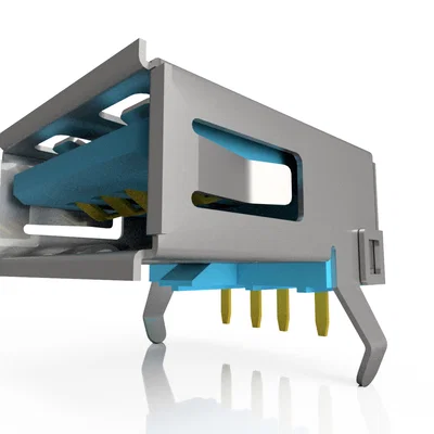 Mô hình 3D cổng USB A Female tỉ lệ 1:1 cho thiết kế điện tử