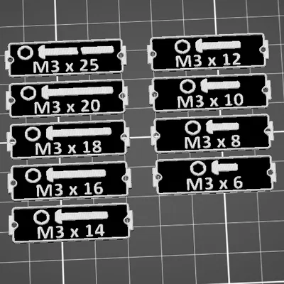 Nhãn Gridfinity cho khay: Ốc M3 Hex Button Head Screws