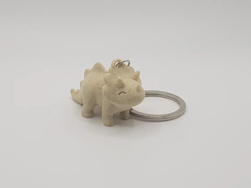 Móc khóa khủng long Triceratops 3D dễ thương (Cute Triceratops Keychain) - Image 1
