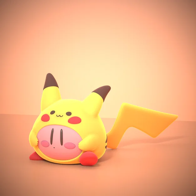 Kirby Modello Pikachiu – Mẫu in 3D Kirby hóa Pikachiu - Image 1
