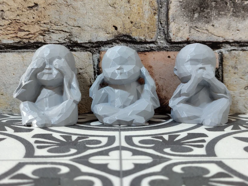 3 tượng Phật nhỏ dễ thương – Low Poly - Image 2