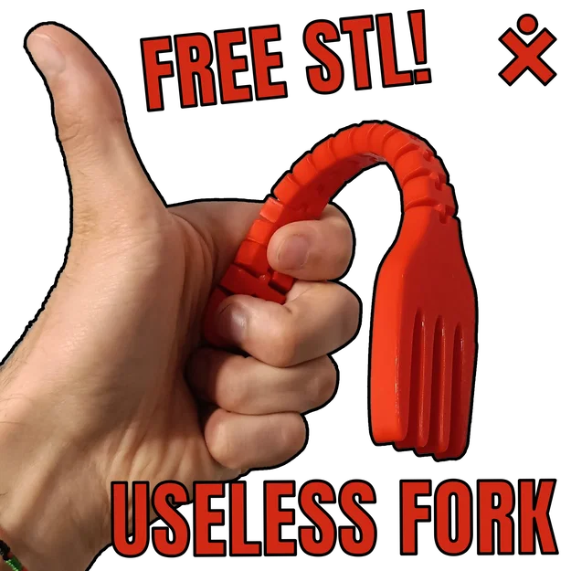 Mô hình nĩa uốn dẻo (Useless Fork) - File STL in 3D giải trí cực vui - Image 1