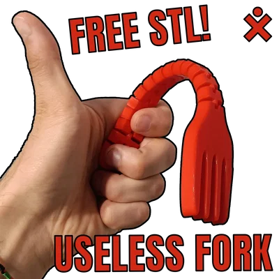 Mô hình nĩa uốn dẻo (Useless Fork) - File STL in 3D giải trí cực vui