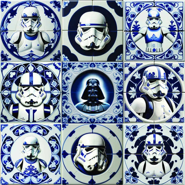 Tranh filament “Blue StormPoopers” phong cách Delfts Blue - Image 2