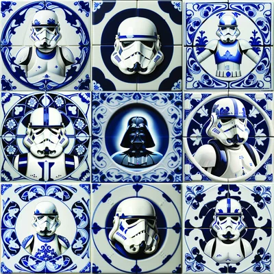 Tranh filament “Blue StormPoopers” phong cách Delfts Blue