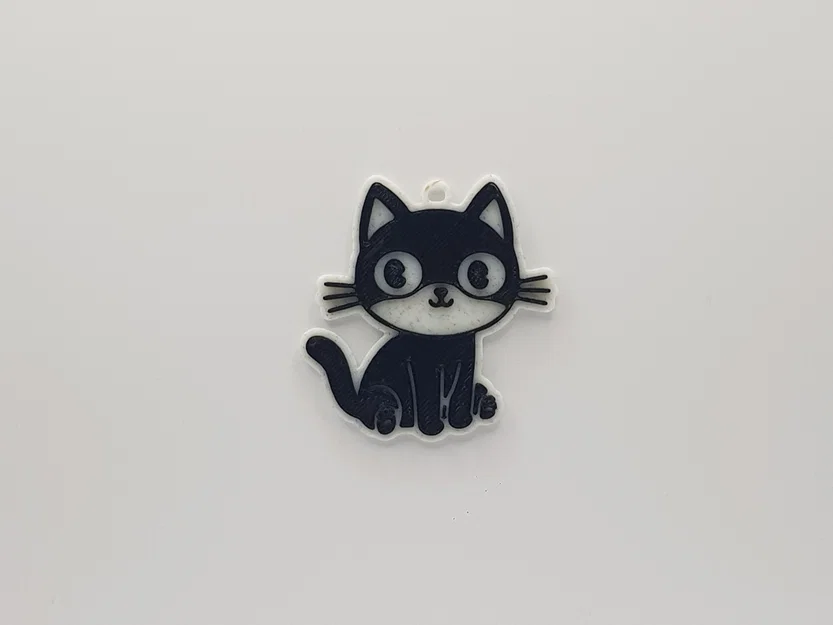 Móc khóa mèo đen dễ thương (Cute Black Cat Keychain) in 3D - Image 1
