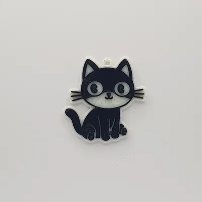Móc khóa mèo đen dễ thương (Cute Black Cat Keychain) in 3D