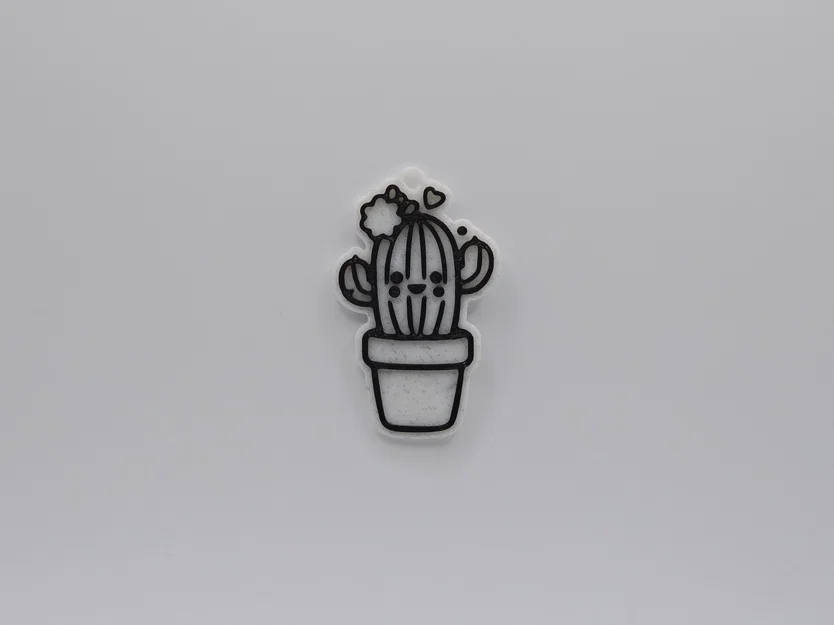 Móc khóa xương rồng dễ thương (Cute Cactus Keychain) in 3D đơn giản - Image 1