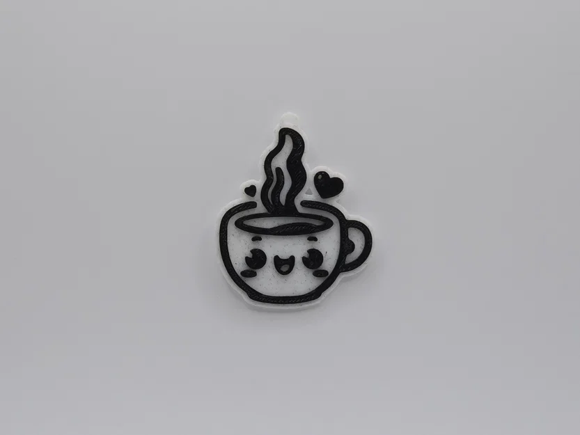 Móc khóa ly cà phê dễ thương (Cute Cup of Coffee Keychain) in 3D - Image 1