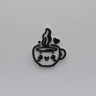 Móc khóa ly cà phê dễ thương (Cute Cup of Coffee Keychain) in 3D