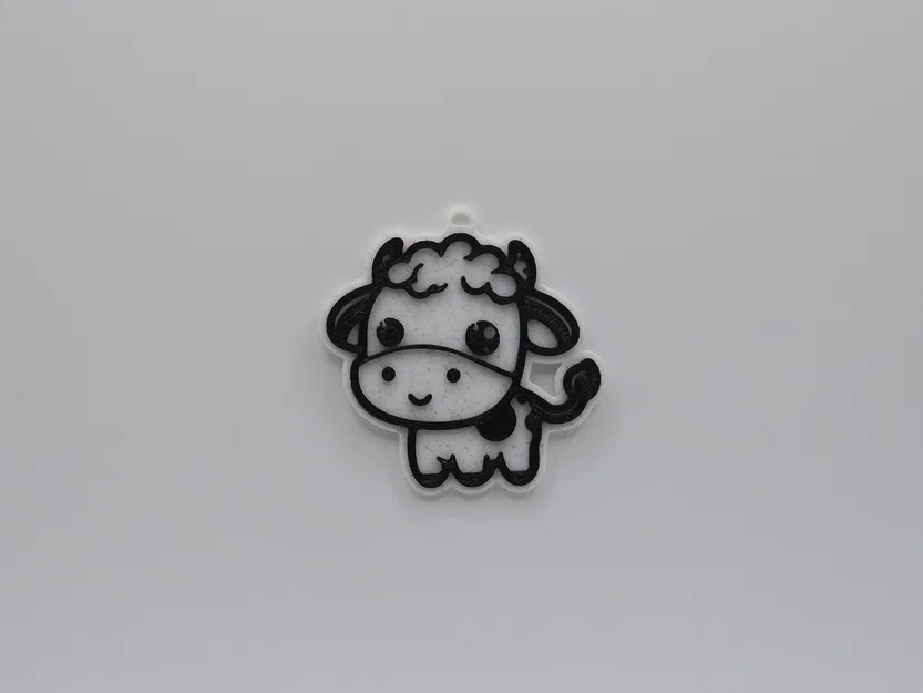 Móc khóa chú bò đáng yêu (Cute Cow Keychain) - File in 3D - Image 1