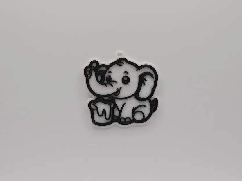 Móc khóa chú voi họa sĩ đáng yêu in 3D dễ dàng - Image 1